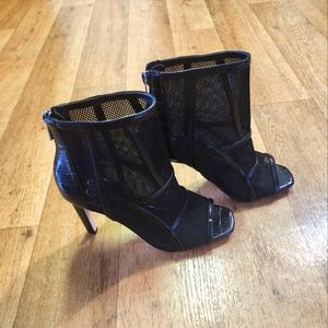 Jessica Simpson Peep-Toe Mesh Boot/Heels  - Women's - Size 7 - Black